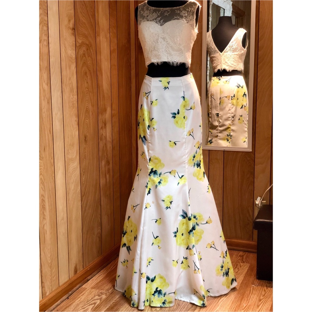 Two Piece Floral Prom Dress